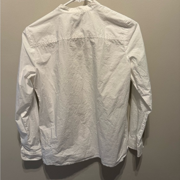 J.Crew Ruffle-trim cotton poplin button-up White Blouse Size 2 - Picture 6 of 6